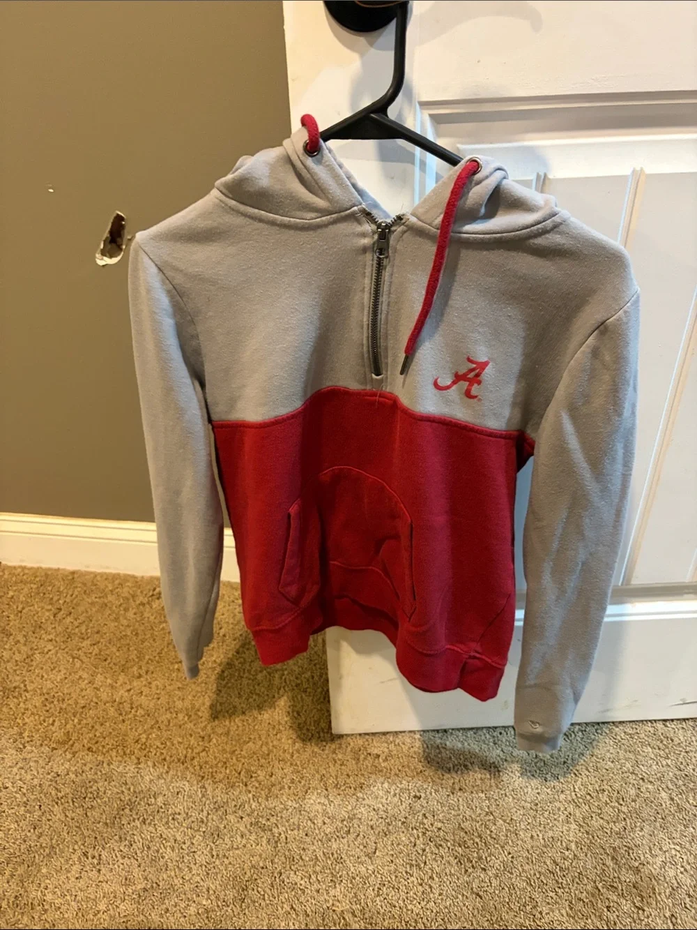 Colosseum Two-Tone Gray and Red Kids Hoodie Sweatshirt